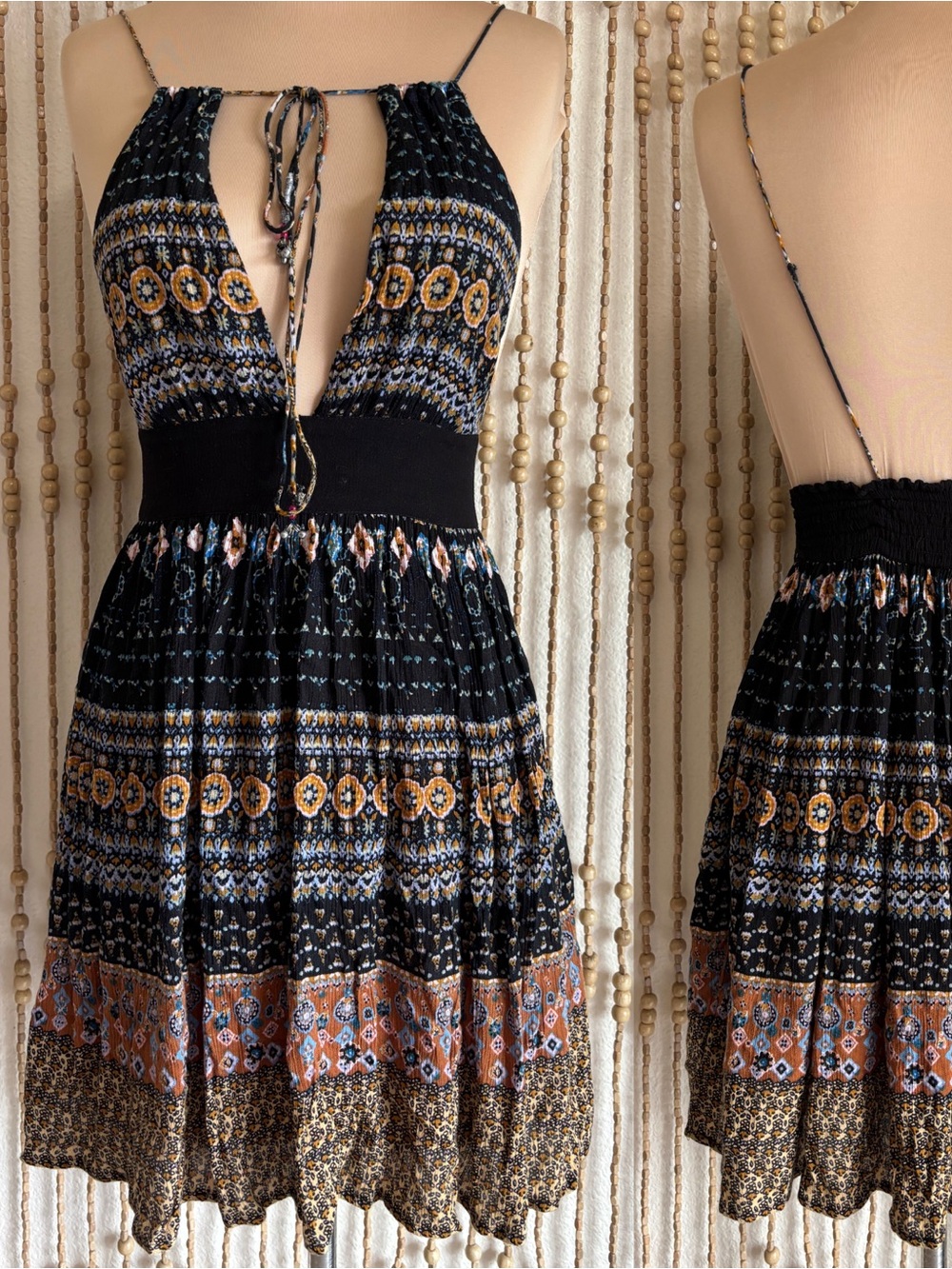 Kimchi Blue Open Back V Neck Boho Indie Boho Print Tank Flowy Festival Dress